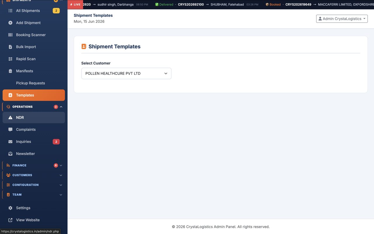 CrystaLogistics admin