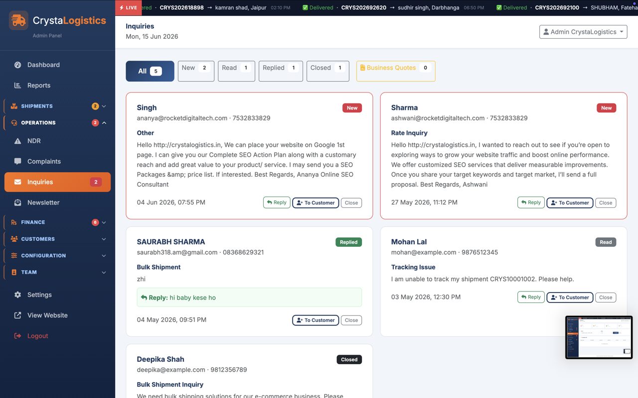 CrystaLogistics admin