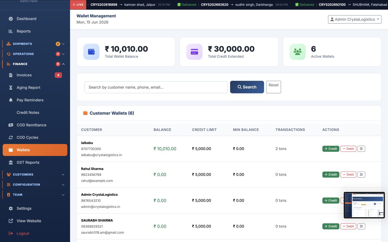 CrystaLogistics admin