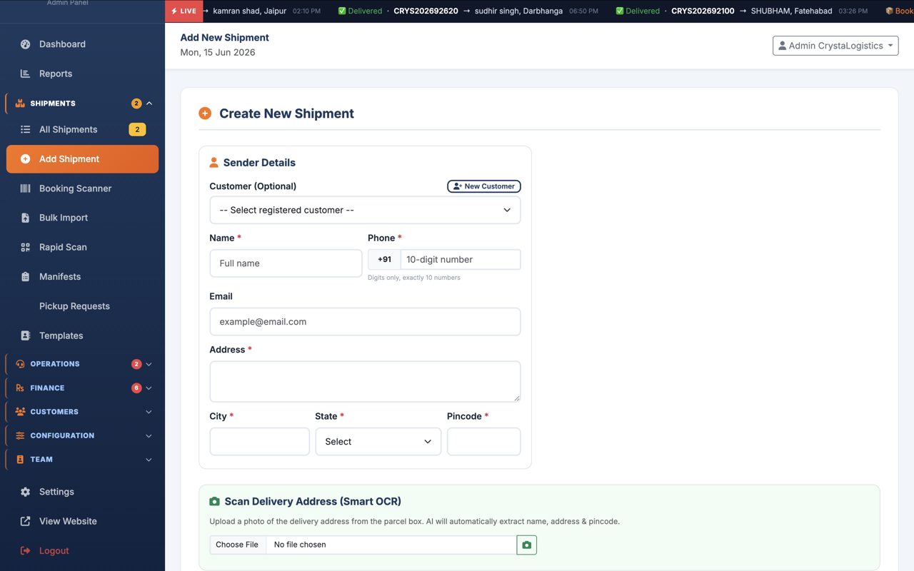 CrystaLogistics admin