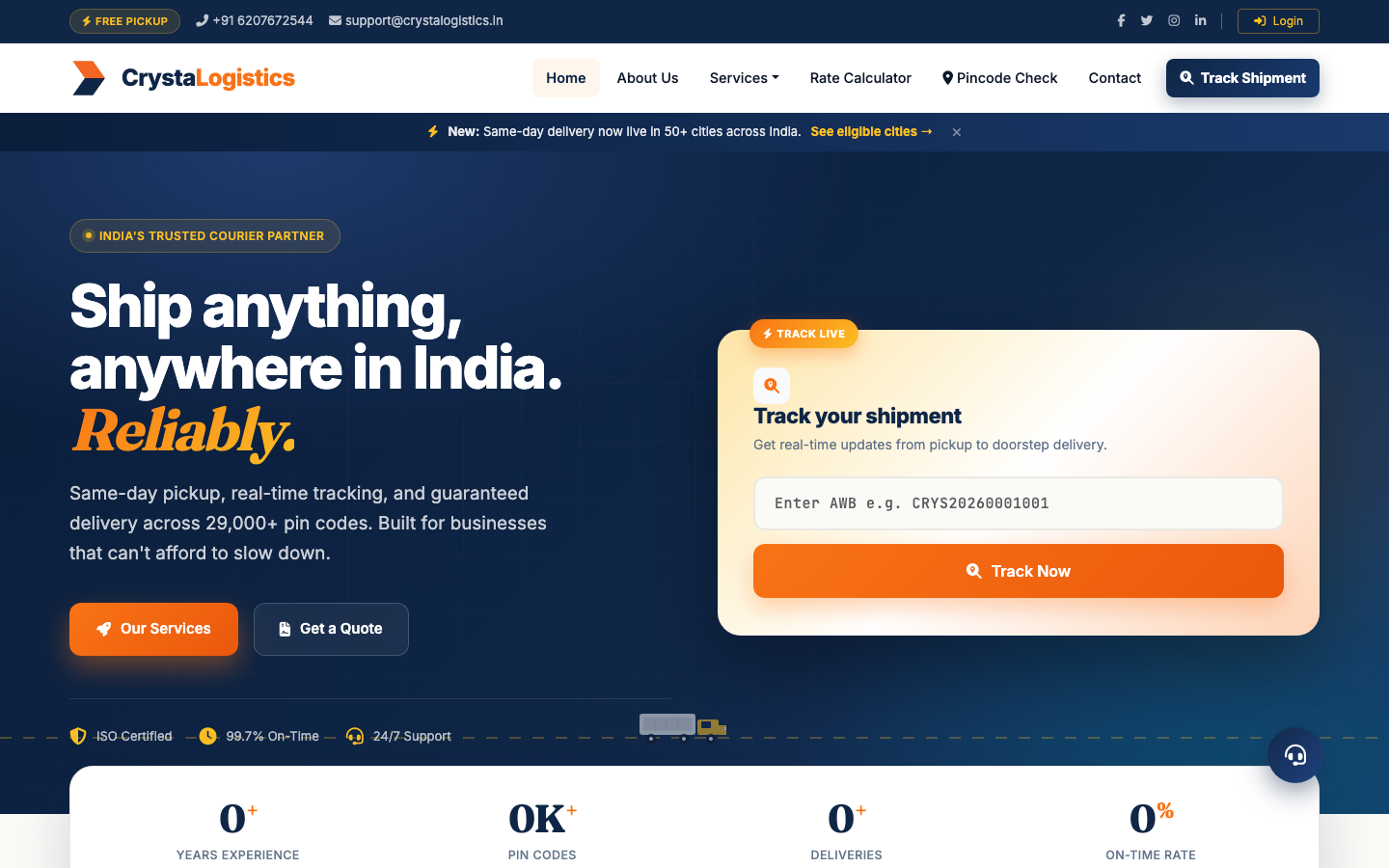 CrystaLogistics — Courier & Logistics Platform