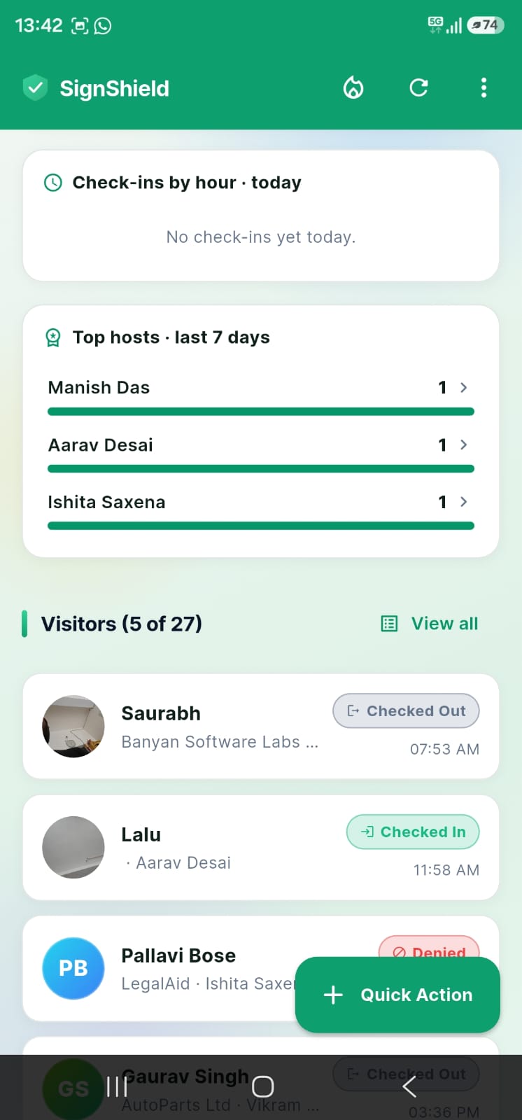 SignShield app screen